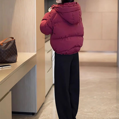 Winter Korean-style Cropped Hooded Cotton Jacket