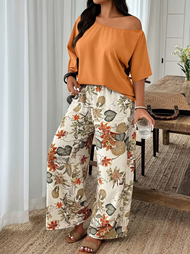 Wide-leg Pants Vacation-style Loose-fitting Two-piece Set That Flatters Your