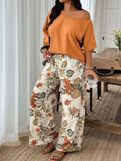 Wide-leg Pants Vacation-style Loose-fitting Two-piece Set That Flatters Your