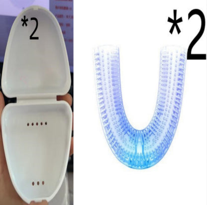 360 Degrees Intelligent Automatic Electric  Toothbrush Waterproof U Type Tooth Brush Whitening Blue Light USB Charging