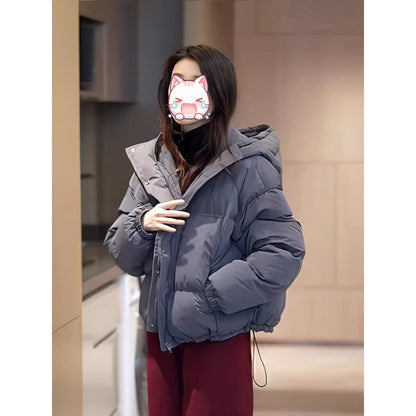 Winter Korean-style Cropped Hooded Cotton Jacket